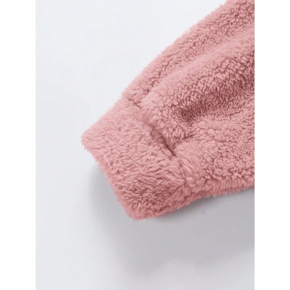 NEW (2) Solid Color Mock Neck Cropped Plush Sweaters Pink/White L - Picture 5 of 8
